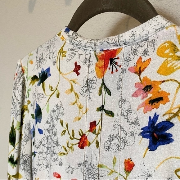 NANETTE LEPORE Edina Blouse in Cream + Floral Print Size X-Small (EUC) - Picture 9 of 13